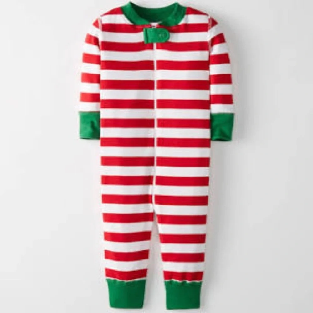 Hanna Andersson Red and White Striped Zip Pajamas In Organic Cotton Size 3